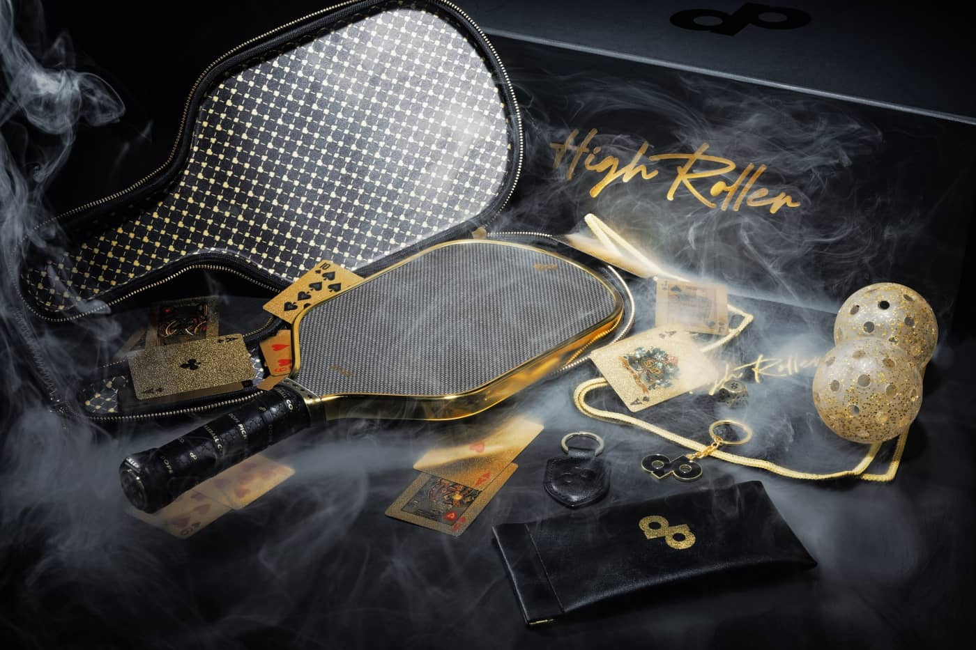 A feature image showing the contents of the High Roller Membership Bundle from Dope Pickleball Co.