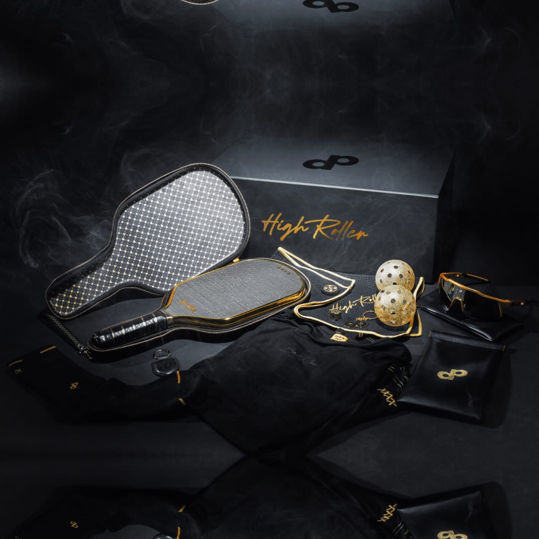 A featured image showcasing the contents of The High Roller Club Bundle from Dope Pickleball Co.
