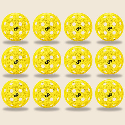 Yellow glitter pickleball balls, 12 pack, by Dope Pickleball Co.