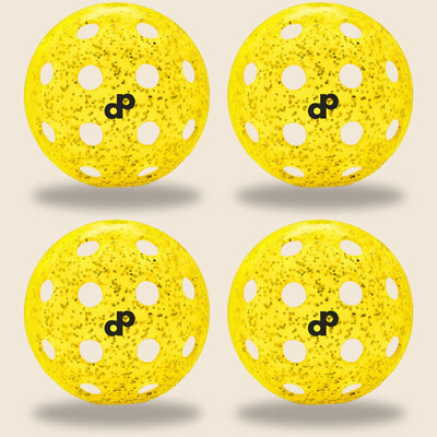 Yellow glitter pickleball balls, 4 pack, by Dope Pickleball Co.