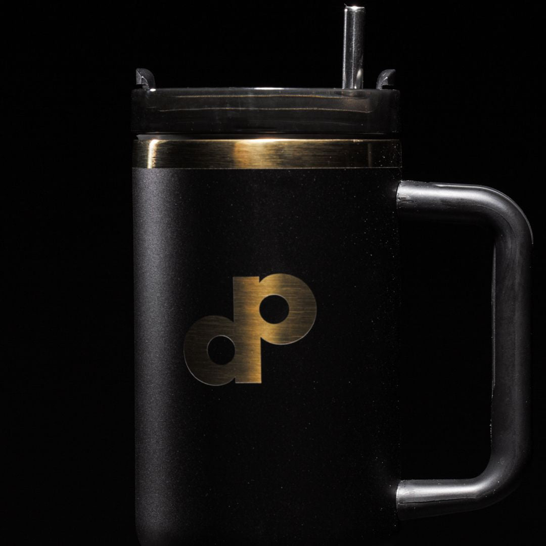 A zoomed in photograph showing the details of the 40 oz Drink Tumbler from Dope Pickleball Co.