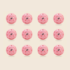 12 pink Dope glitter pickleballs on cream; exact selected pack quantity.