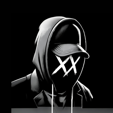 Stitch illustrated with a hood, cap and crossed face marks